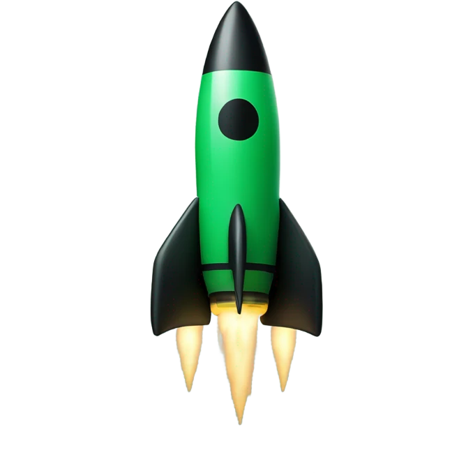 green and black rocket ship emoji