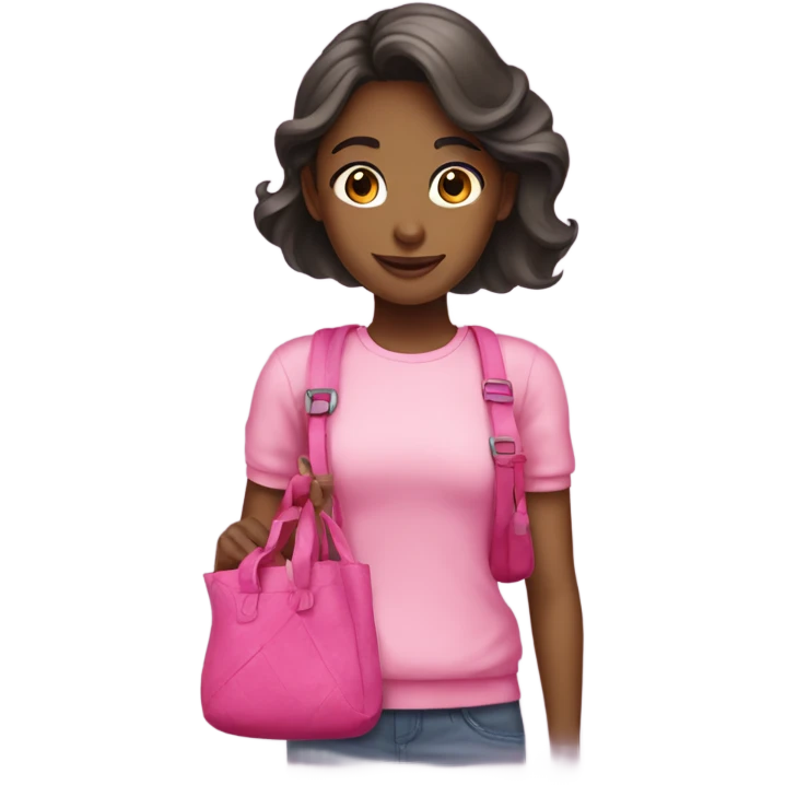 A girl with pink clothes and pink bag emoji