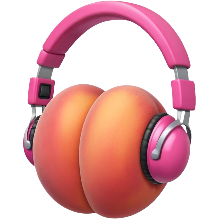 peach fruit with pink headphones emoji