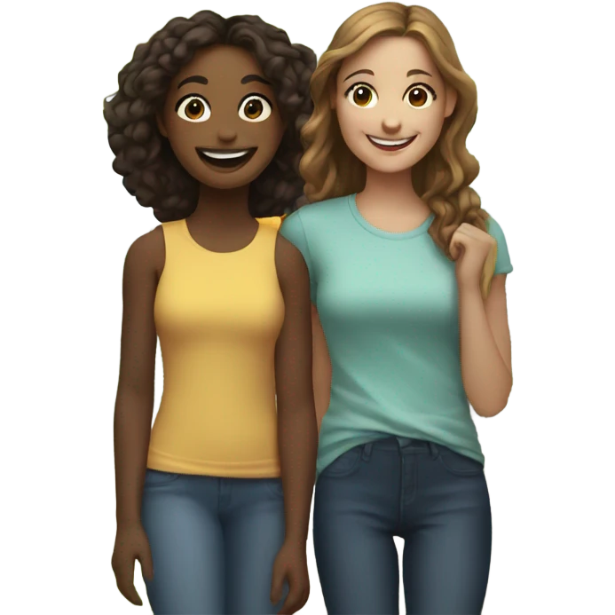 smiling girl with friends outdoors emoji