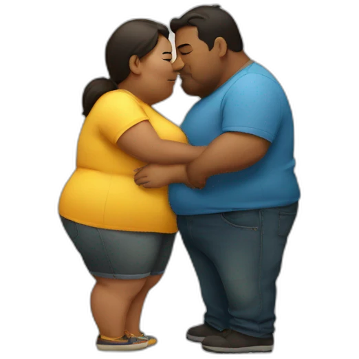overweight couple kissing emoji