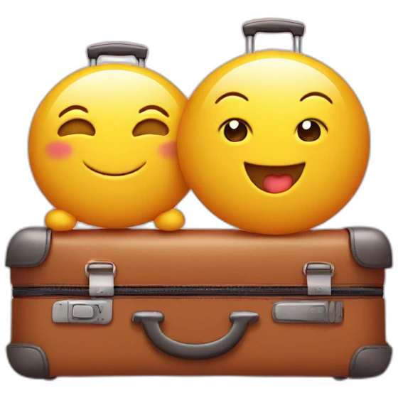 Two cute suitcases one small and one big smiling emoji
