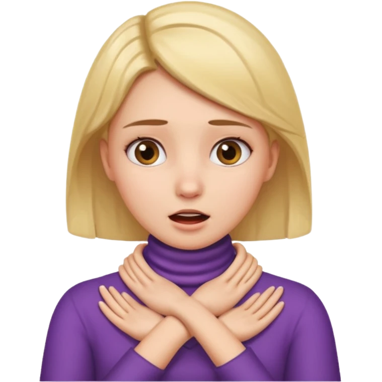 girl with hands cross holding neck surprised emoji