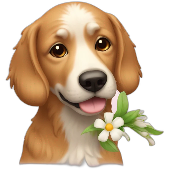 Chien avec fleur emoji