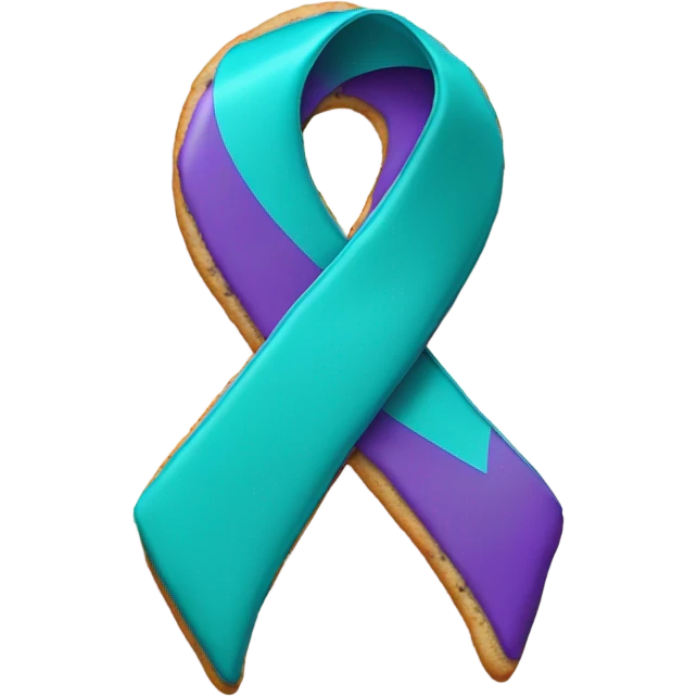 Purple teal Suicide awareness ribbon, cookie heart emoji