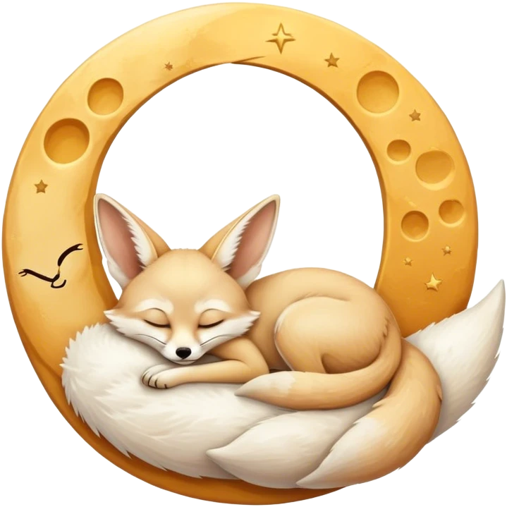 fennec sleeping on a moon sickle  emoji