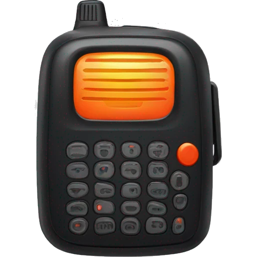 black walkie talkie with red-orange button on side emoji