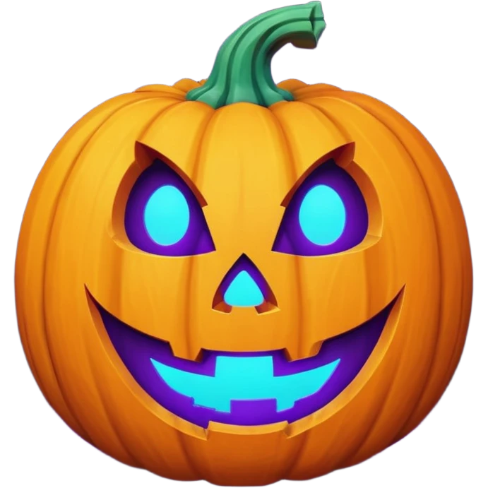 glowing jack-o'-lantern, only purple and cyan colors emoji