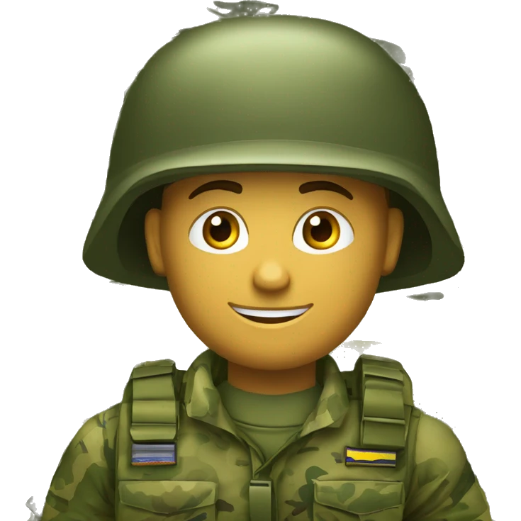 crie um emoji de um militar do exercito brasileiro com o camuflado típico emoji