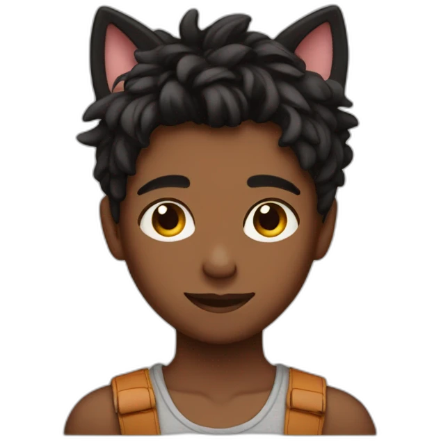Boy with cat ears on his head and a cute crop top emoji