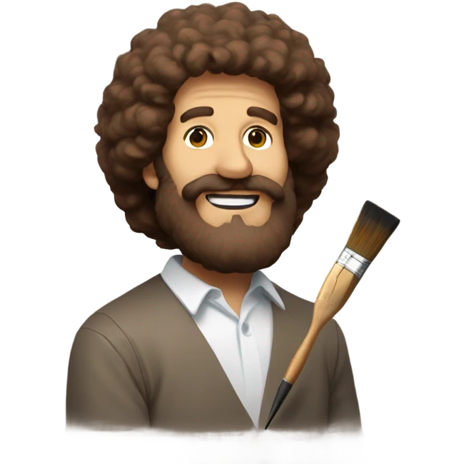 bob ross with brown hair, a brown beard, and a paintbrush thats covered in paint emoji