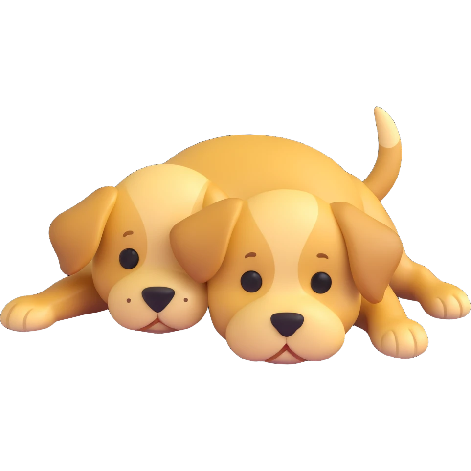 golden puppy on its back, relaxed emoji