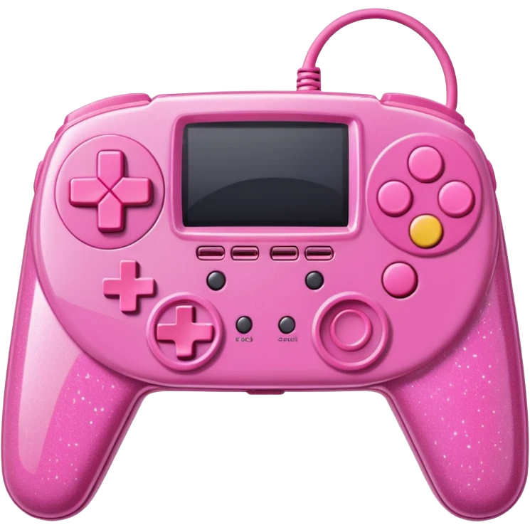 glittery pink 90s retro game console with pink corded controller emoji