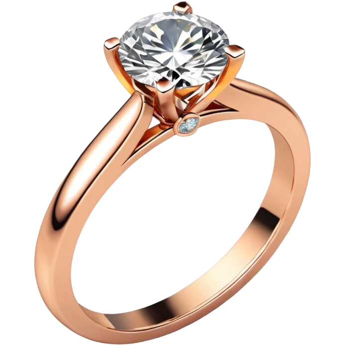 Rose gold engagement ring with round diamond emoji