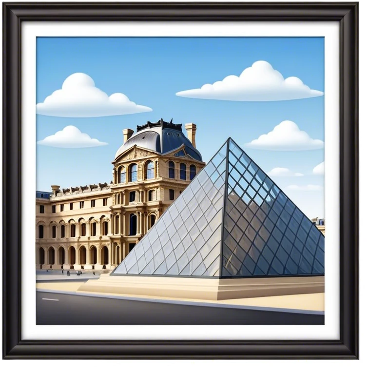Cinematic Realistic Louvre Museum Landmark Emoji, depicted with the historic museum facade and glass pyramid rendered with lifelike detail and elegant, ambient lighting. emoji