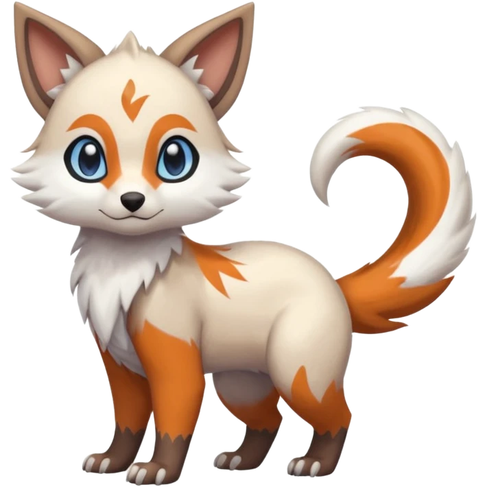 Shiny Brown Orange Blue White Beige Linoone-Absol-Trico-Furret-Hybrid (Full body) emoji