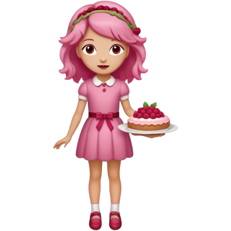 Raspberry torte human full body and legs girl with a raspberry barrette on her hair emoji