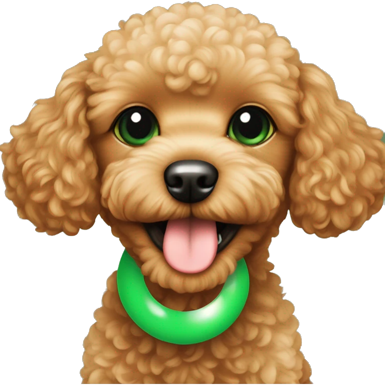toy poodle puppy orange with green ball in mouth emoji