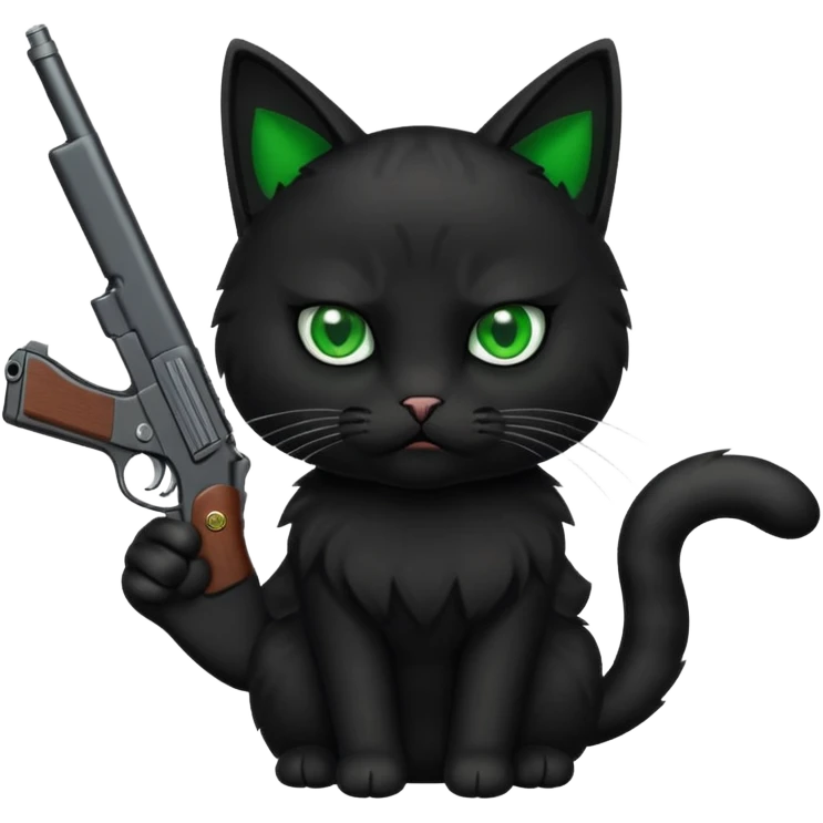 Upset cat with a gun emoji