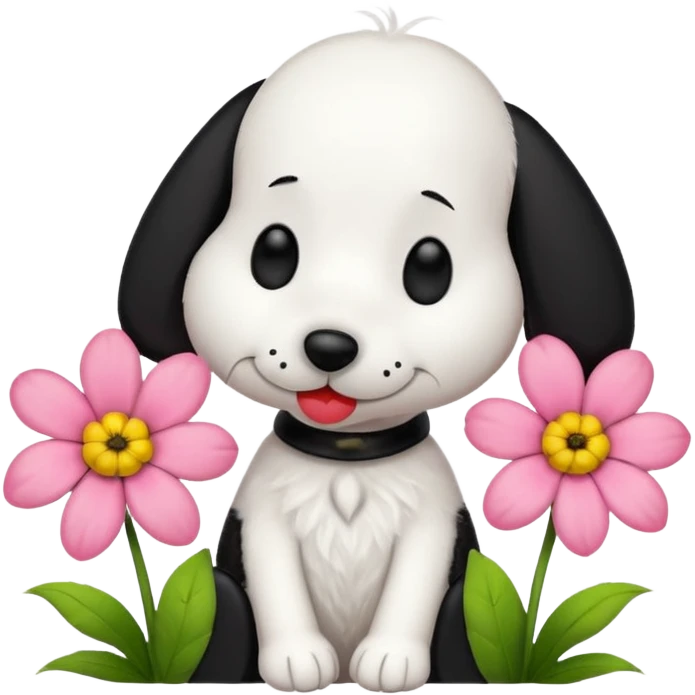snoopy kissing flowers emoji
