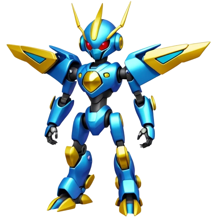 Shiny Futuristic Fakemon-Pokemon-Digimon-Spectrobes-Medabot-fusion, full body emoji