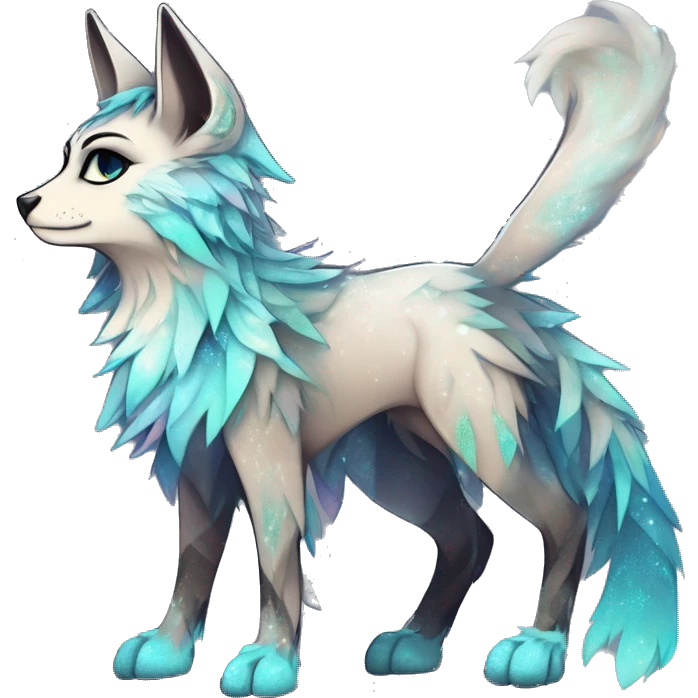 Cool cute Kawaii edgy ethereal futuristic modern epic fantasy animal sparkle fursona Fionbri creature by griffsnuff & LiLaiRa & Falvie full body emoji