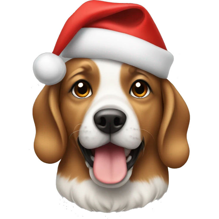 A dog with a Christmas hat emoji