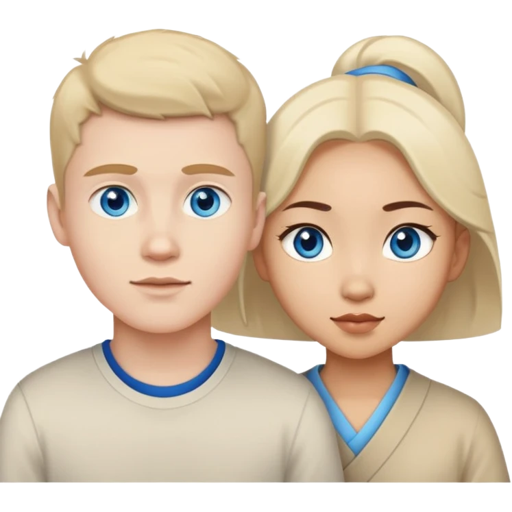 White boy with blue eyes and Asian girl  emoji