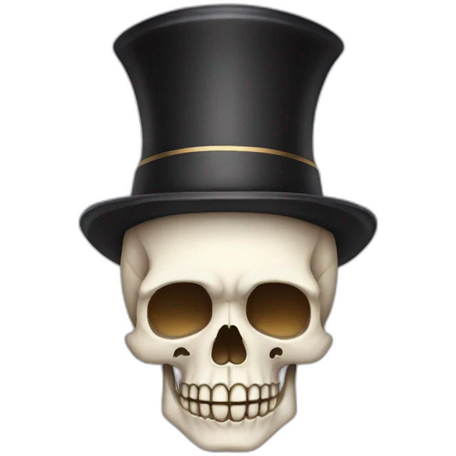 Skull with an afro and a small hat emoji