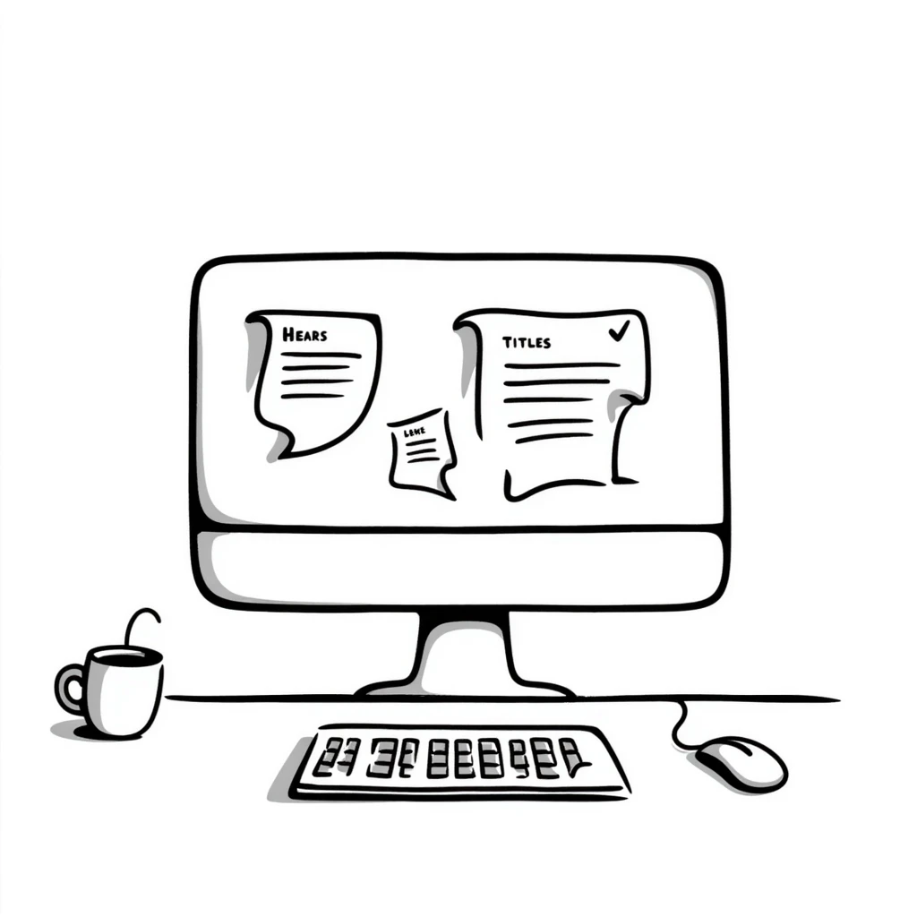 Simple workspace with computer and notes in organized layout emoji