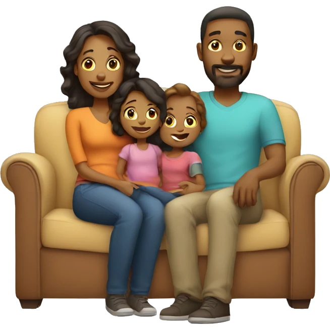 mom and dad and kid on couch emoji