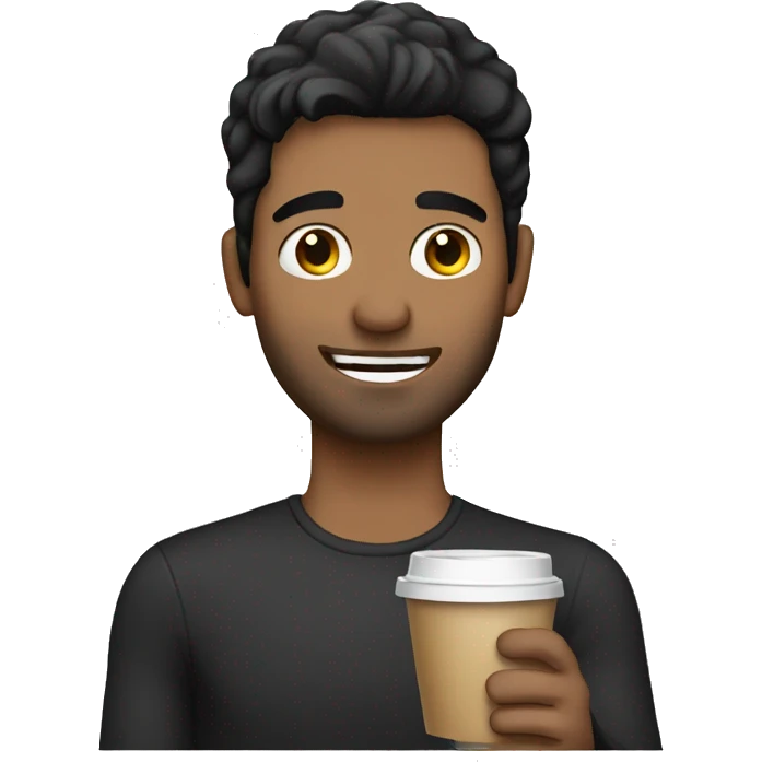 dark haired man drinking coffee emoji