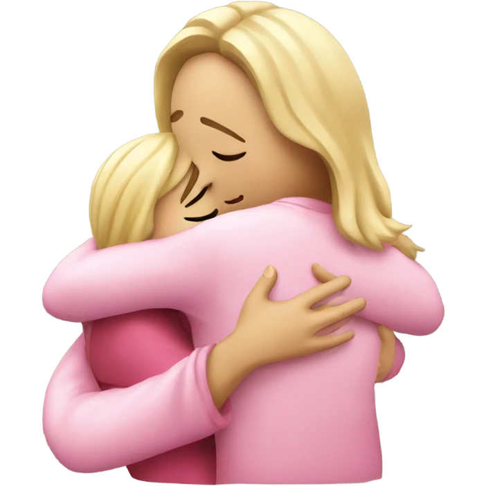 a blonde girl wearing a pink blouse hugging Jesus Christ emoji