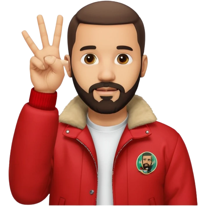 drake meme style rapper with beard red jacket hand gesture emoji