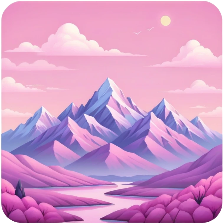 pink landscape with mountains and sky emoji