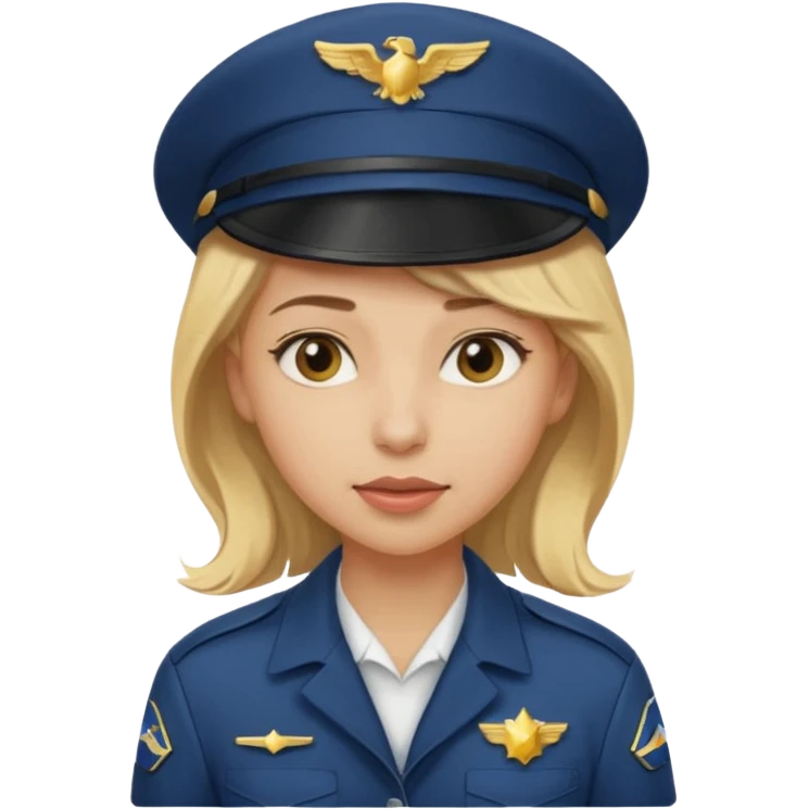 A female pilot with light skin and blonde hair under her cap emoji