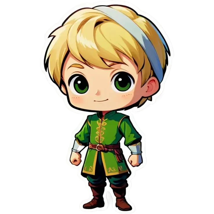 A blonde squire boy in a green tunic emoji