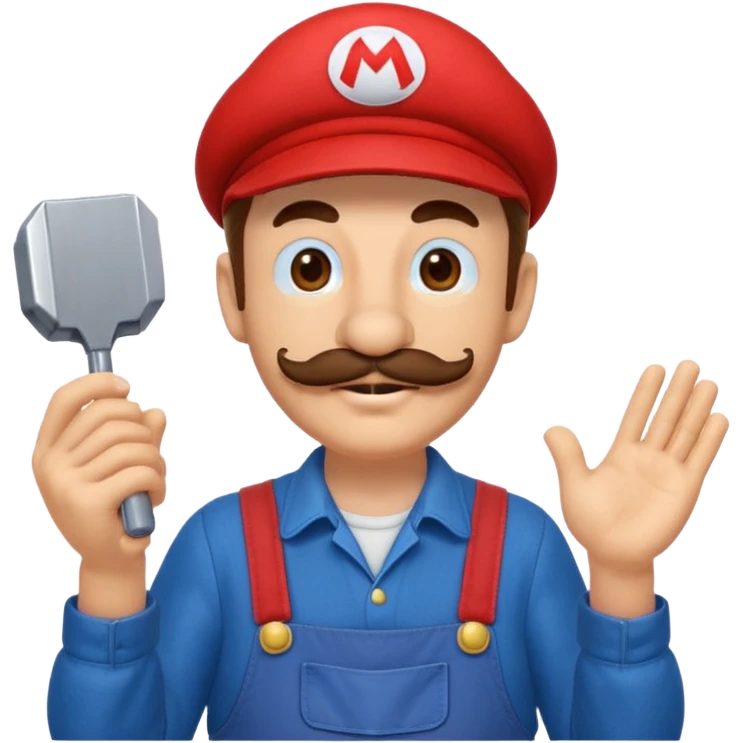 Mario, red hat, blue overalls, mustache, cheerful, classic video game character emoji