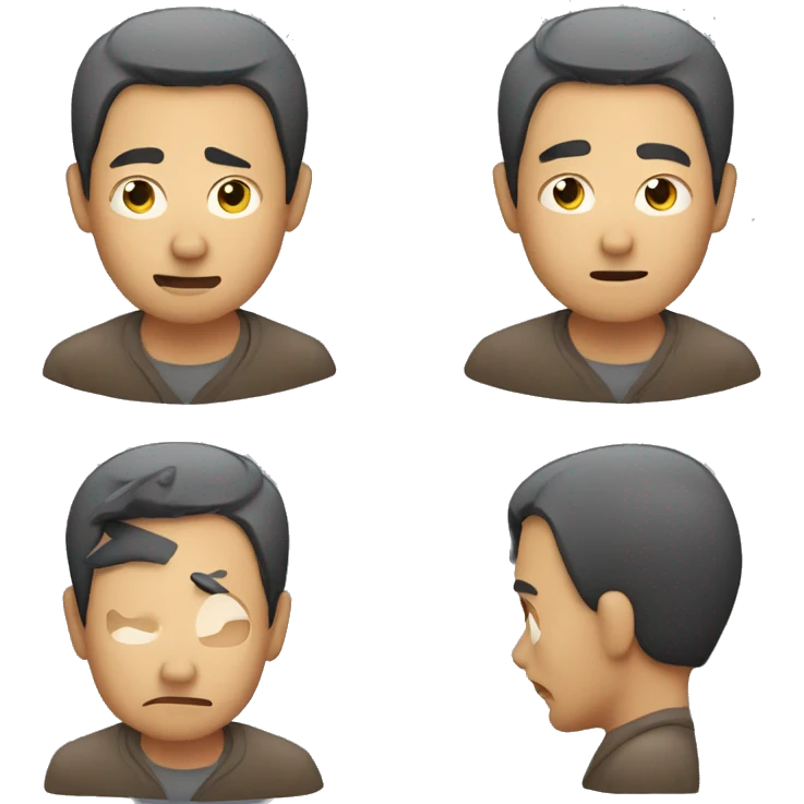 asian man thinking scratching chin emoji