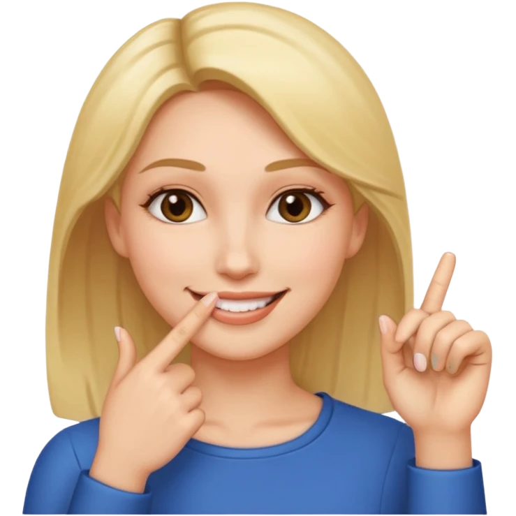 Casi como el primero, pero que no sean dos dedos, y que ese dedo solo este como el 2 dedo de la segunda mujer emoji