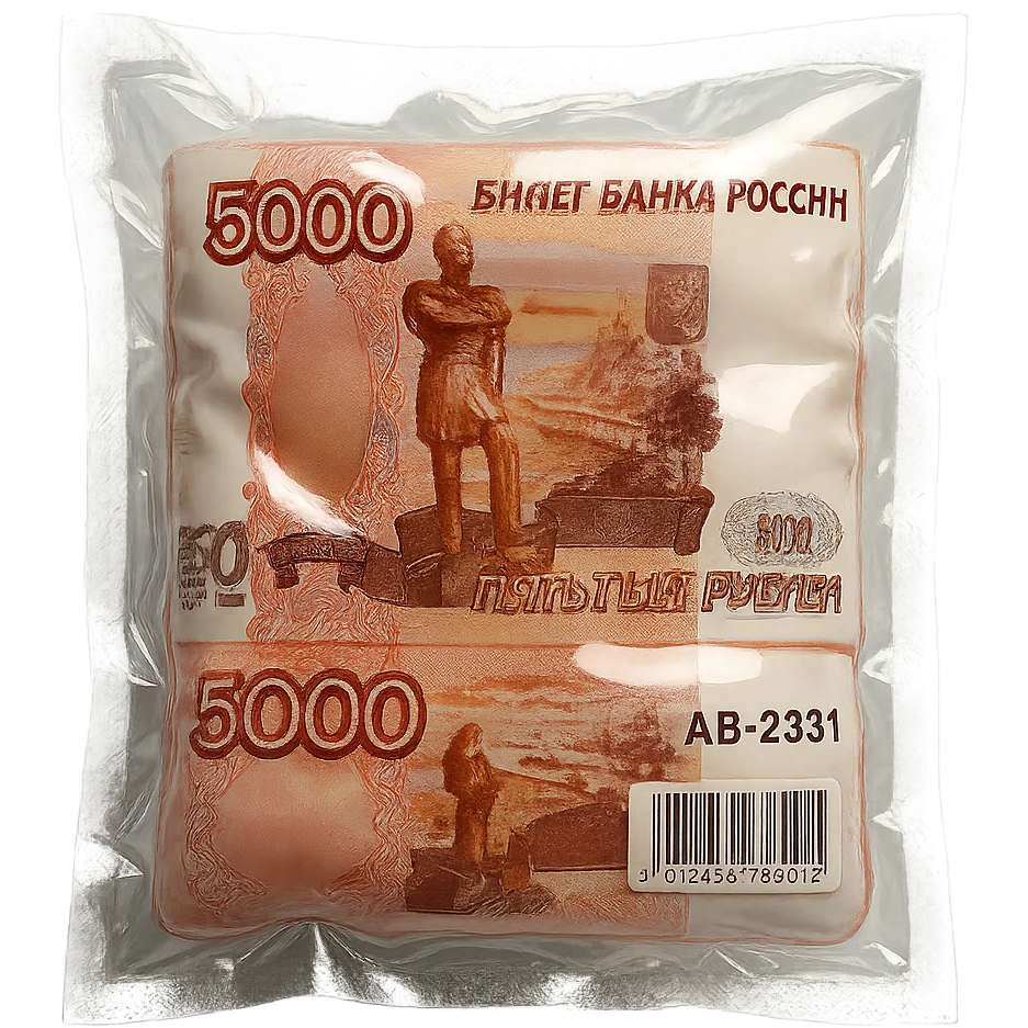 5000 Russian ruble banknote, glossy and puffy, vacuum-sealed style emoji