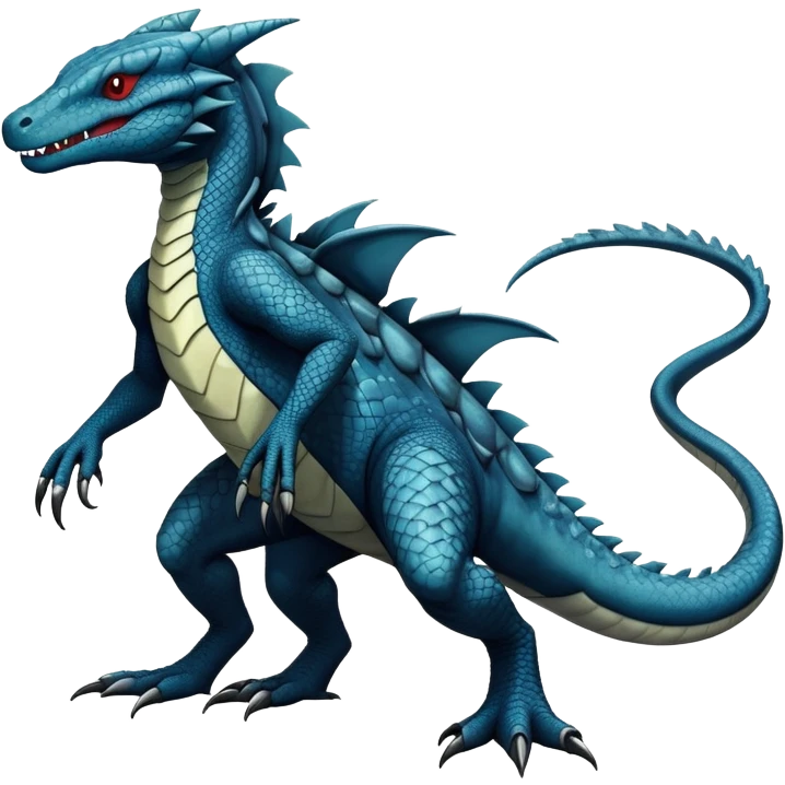 a dark gothic edgy reptilian croconaw-salandit-vernid-sergal-creature with splash patterns full body emoji