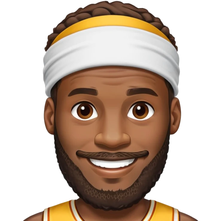 LeBron James smiling face with his iconic beard and headband emoji