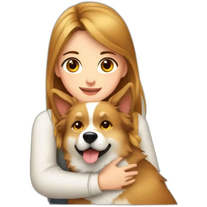 Girl hug Dog russian Siberian laika emoji