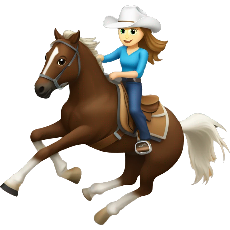 Brown haired white girl barrel racing on horse emoji