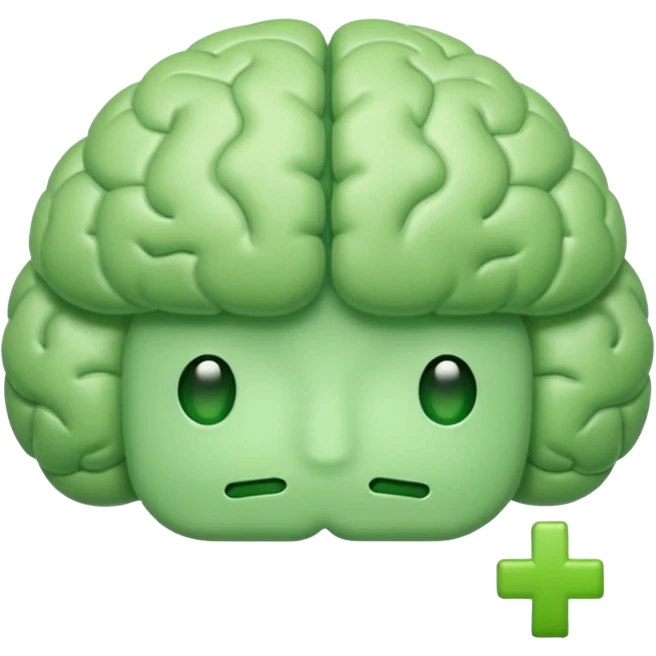 green brain with green plus on it emoji