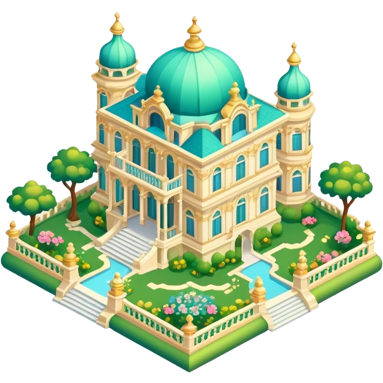 Isometric rococo palace with gardens emoji