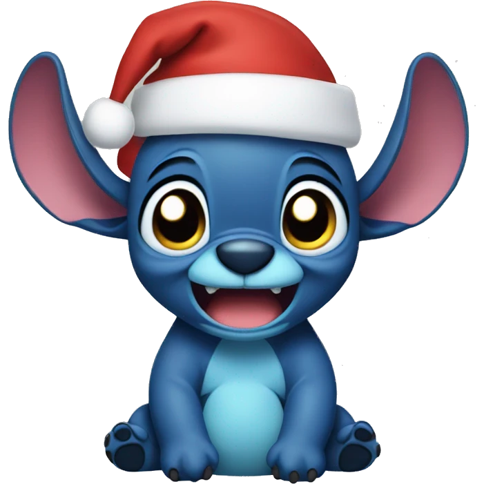 Stitch wearing Christmas hat  emoji