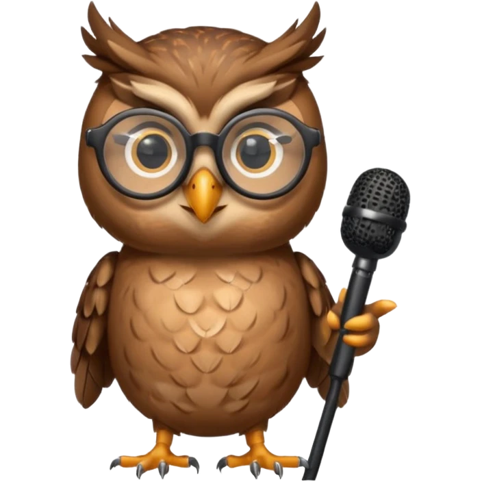 owl wearing glasses singing with microphone emoji