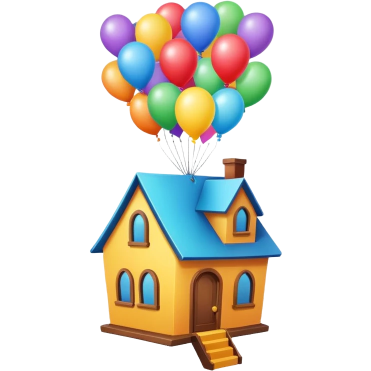 flying house with ballons emoji